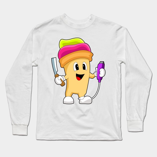 Sundae Hairdresser Razor Long Sleeve T-Shirt by Markus Schnabel